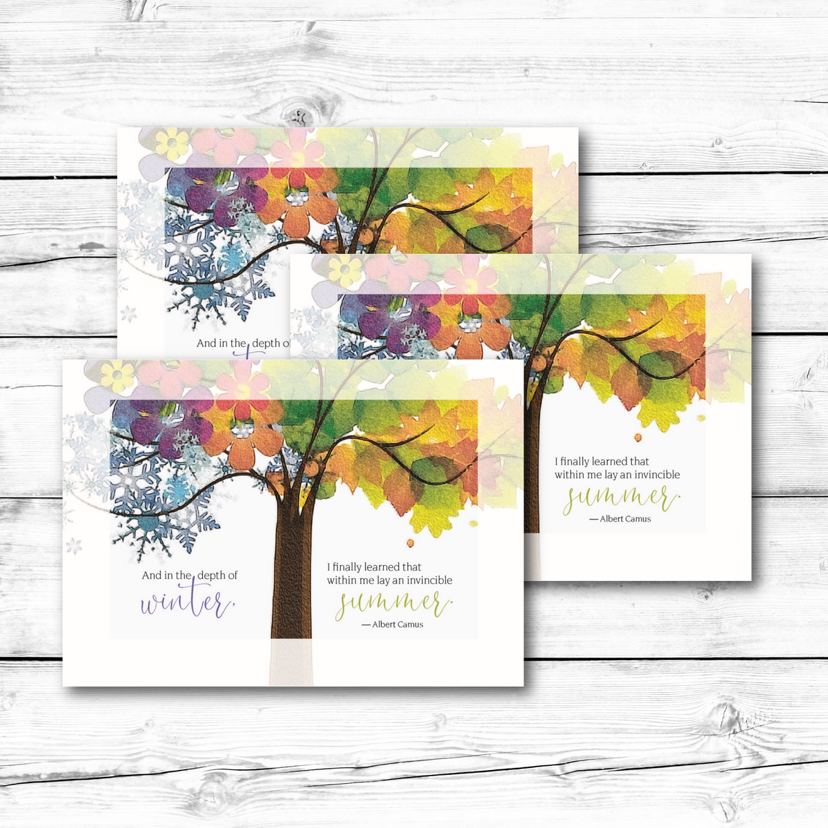 Hospice anniversary of death card four seasons tree