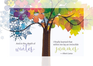 Hospice anniversary of death card four seasons tree