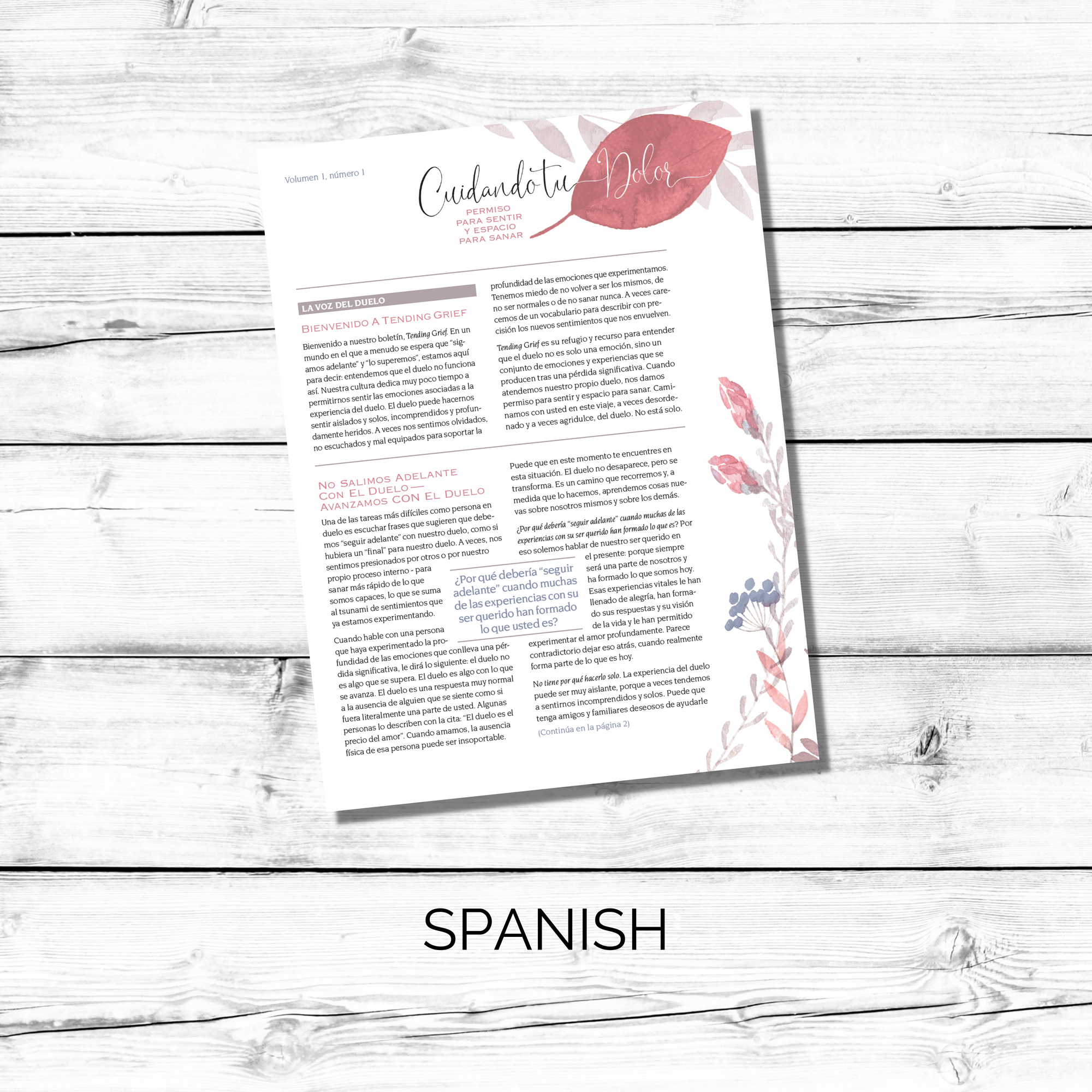 NS1001 | SPANISH Tending Grief Newsletter Issue 1