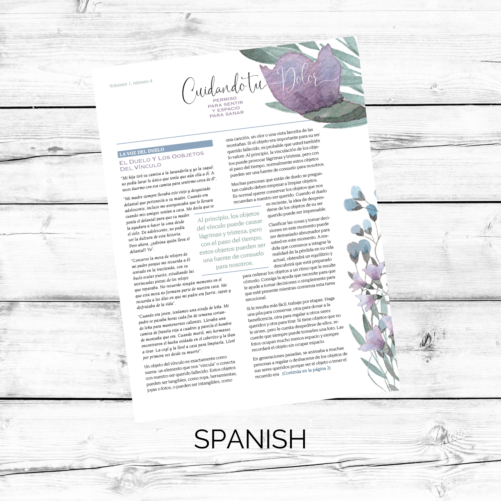 NS1004 | SPANISH Tending Grief Newsletter Issue 4
