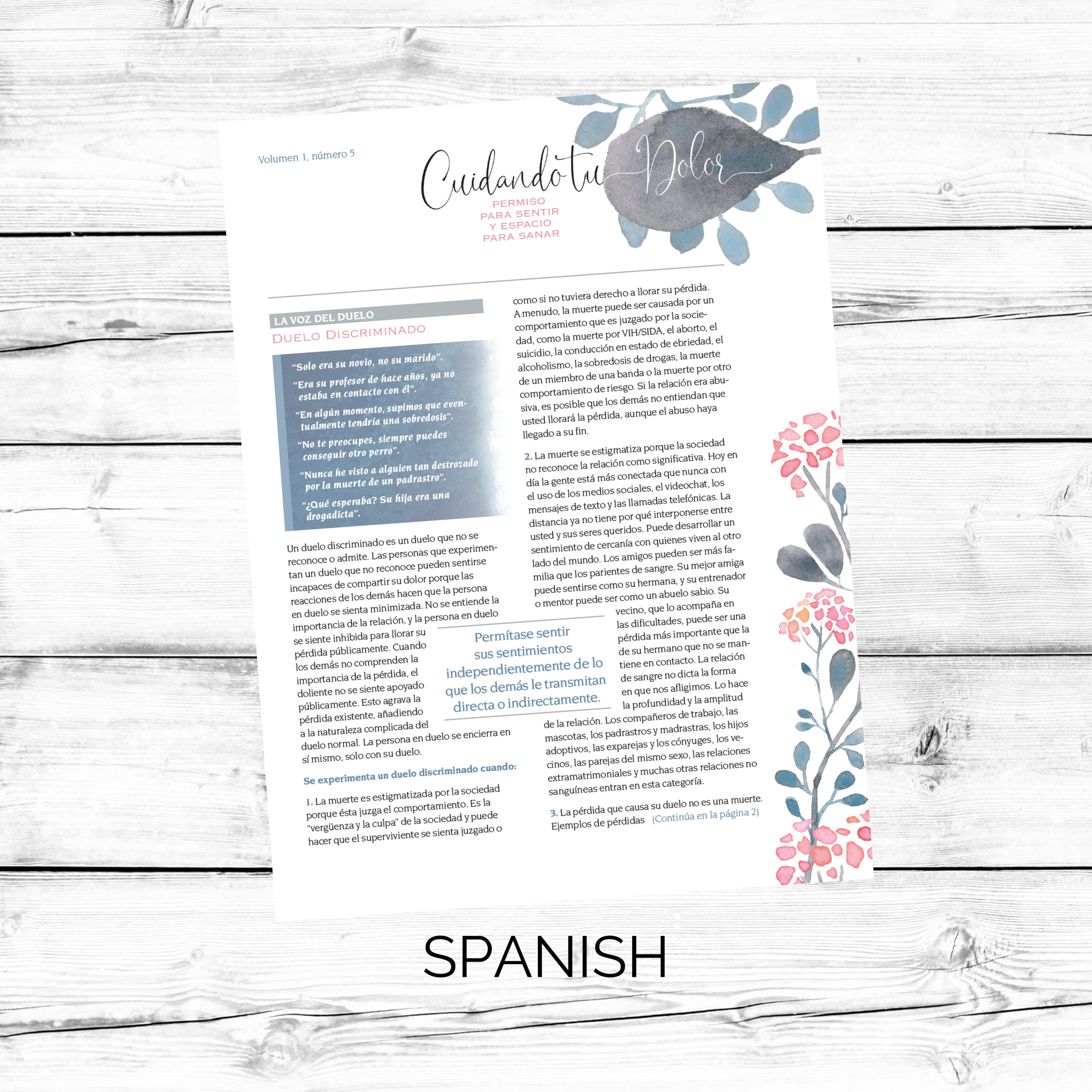 NS1005 | SPANISH Tending Grief Newsletter Issue 5